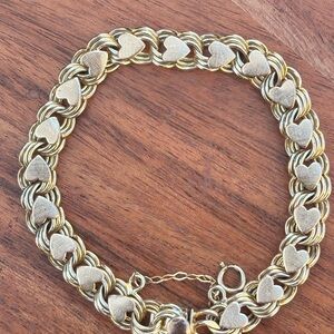Vintage 12K Gold Filled Heart Link Bracelet 1/20 GF Romantic Heart Chain